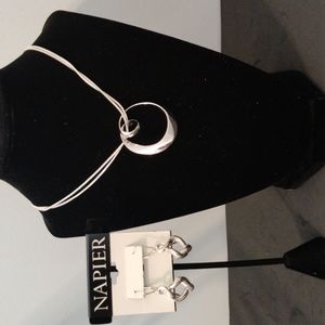Dana Buchman silver tone collar  necklace and Napier earrings